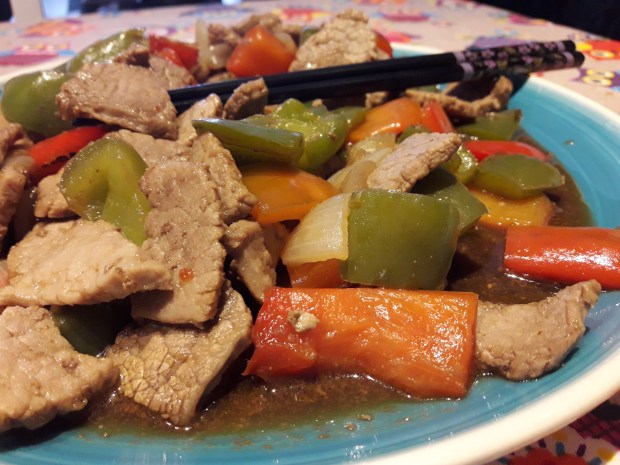 Ternera con verduras y soja